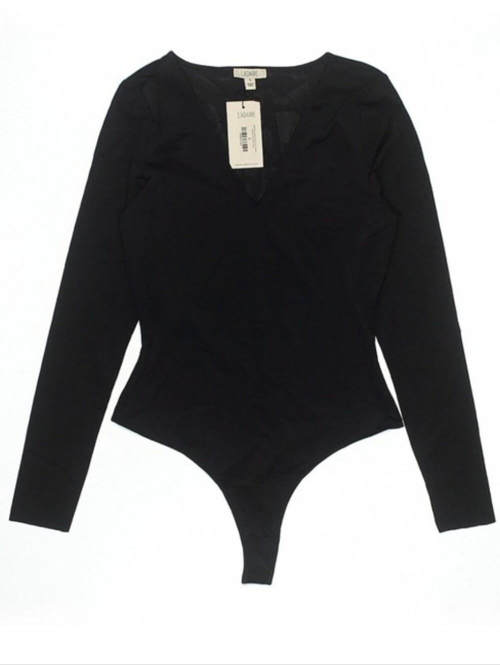 Ladiare Black Stretch Nylon Bodysuit Top
